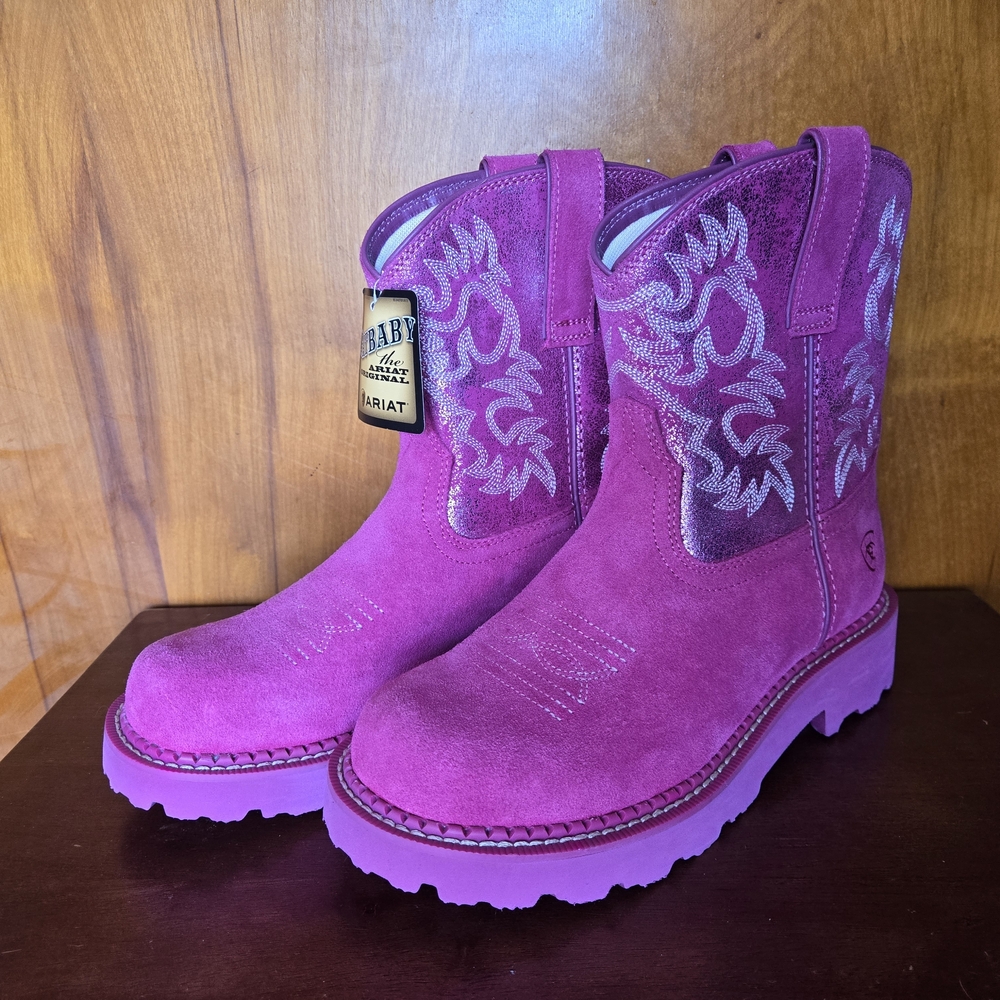 Ariat Women 8 B Hottest Pink Metallic Western Fatbaby Boots Cowgirl New Barbie